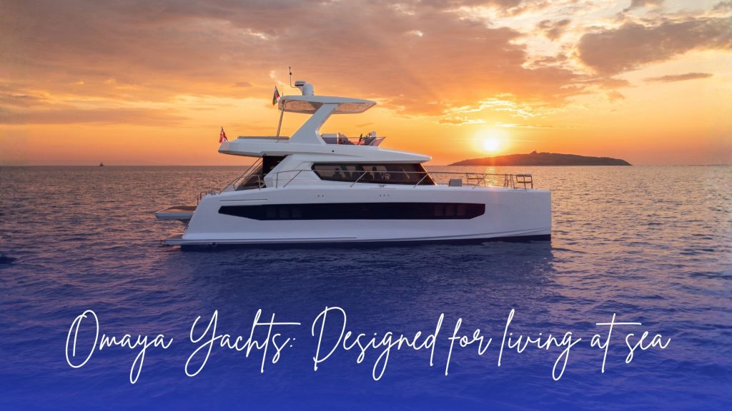 Omaya Yachts luxury catamaran sailing with stability and functional design.