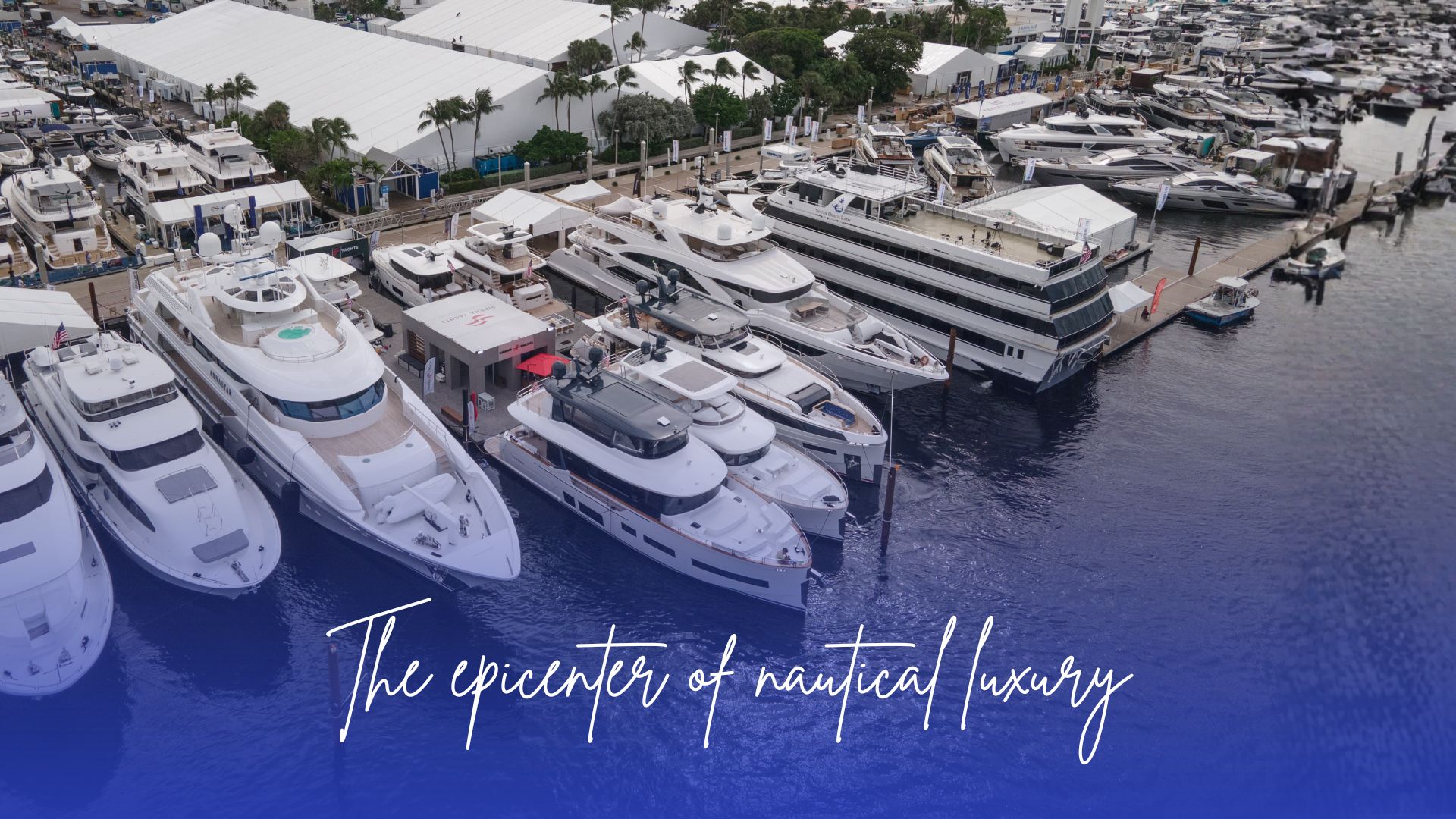Display of luxury yachts and superyachts at the Palm Beach International Boat Show.