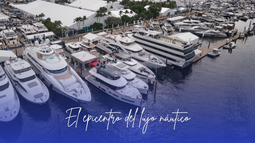 Exhibición de yates de lujo en el Palm Beach International Boat Show.