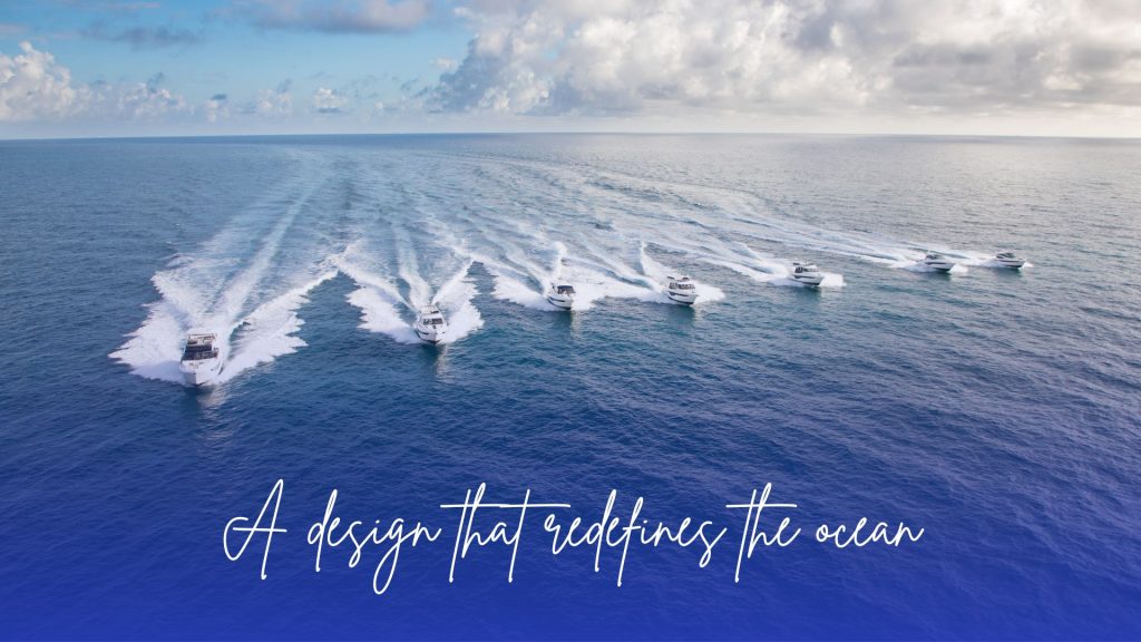 Different types of luxury vessels, including motor yachts and catamarans in open water.