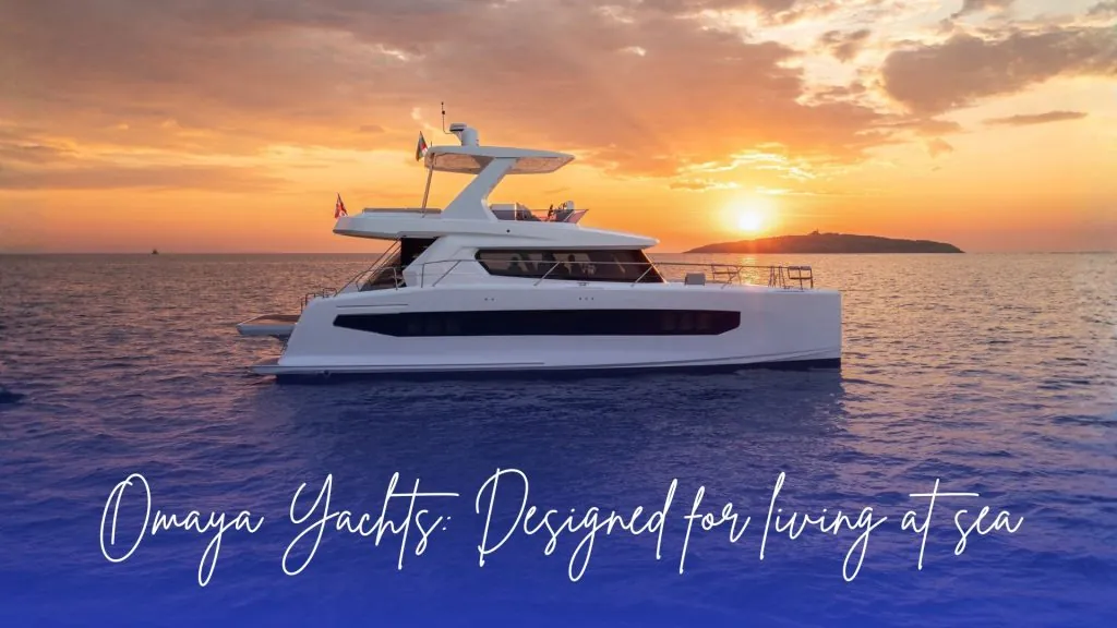 Omaya Yachts luxury catamaran sailing with stability and functional design.